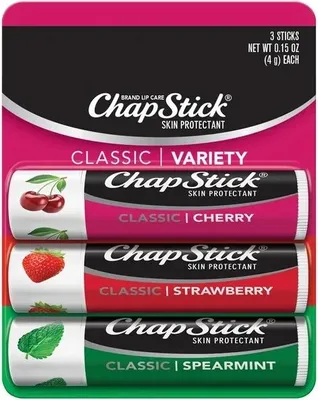 Immagine prodotto di Chapstick | Balsamo labbra classico - 3 pezzi - 12 ml - gusto ciliegia - gusto fragola
