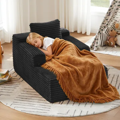 Zdjęcie produktu dla Sofa typu chaise longue obita tkaniną, rozkładana sofa do spania i fotel relaksacyjny, wysokiej jakości pianka z sprężynami kieszeniowymi, bez konieczności montażu, neutralna kolorystyka