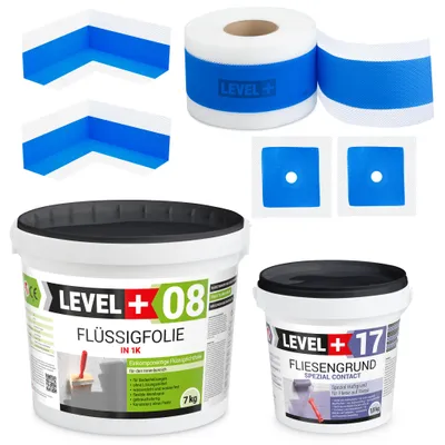 Produktbild von Dichtset Duschabdichtung Flüssigfolie 7kg Fliesengrund 1,5kg Dichtband SET333