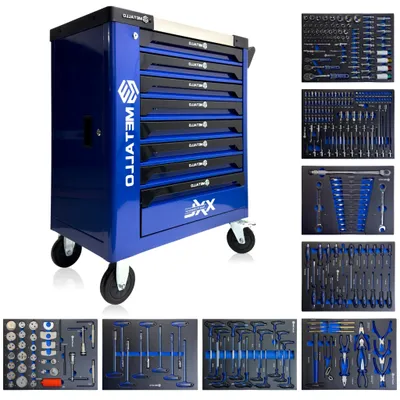 Immagine prodotto di Toolcar Metallo Blue 8/8 Carrello portautensili Carrello da officina 8 cassetti riempiti