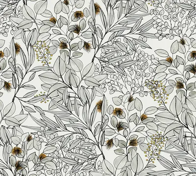 Produktbild von A.S. Création Blumentapete Geo Nordic florale Tapete Vliestapete grau orange weiß 10,05 m x 0,53 m