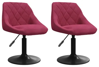 Image de vidaXL Chaise de salle à manger 2 pcs. Pivotantes vin rouge velours