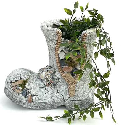 Produktbild von DanDiBo Pflanztopf Stiefel aus Magnesia Blumentopf 32 cm wetterfest frostfest 715432 Pflanzgefäß Übertopf Kunststein Garten Gartendeko Dekofigur Gartendekofigur
