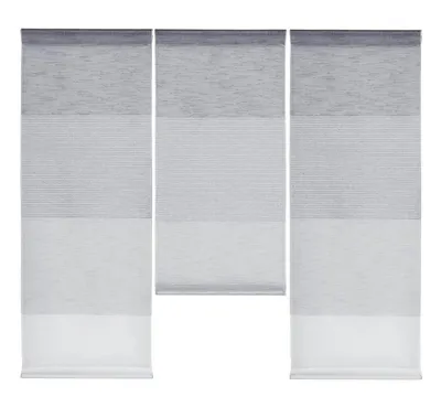 Produktbild von Design Mini Flächenvorhang Set grau weiß Scheibengardine 4112-02