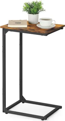 Immagine prodotto di Tavolino per divano, tavolino alto e stretto per divano e letto, regolabile in altezza e con struttura in metallo, tavolino, tavolino, comodino per soggiorno, camera da letto (marrone, altezza 70 cm)