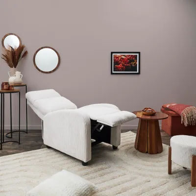 Image de Fauteuil - HOME DECO FACTORY - Scott - Côtelé - Ajustable - Beige