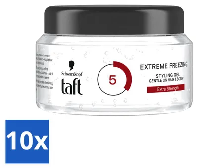 Image de 10 gels de coiffage Taft Extreme Freezing - Fixation intense et longue durée - 200 ml - Pack économique - 10 pièces