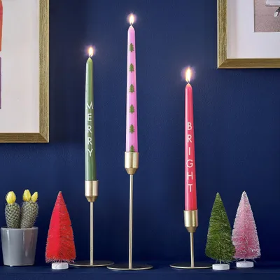 Weihnachtskerzen 3er-Pack, bunt, 24 cm, für 2,2 cm Halter