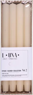Productafbeelding van Home Set lange staafkaarsen, geribbeld, crème, beige, 4 stuks, 30 x Ø 2,25 cm, ongeparfumeerd, geribbelde staafkaarsen