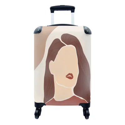 Produktbild von MuchoWow® Koffer Handgepäck Trolley Rollkoffer Kleine Reisekoffer mit 4 Rollen - Pastell - Porträt - Frau - Cabin Size < 55x40x23 cm & 55x40x20 cm - Fotokoffer - Kabinenkoffer - Boardgepäck - Reise-Box - Reisekoffer - Reisegepäck - Koffer mit Bild - Trolley für Kinder