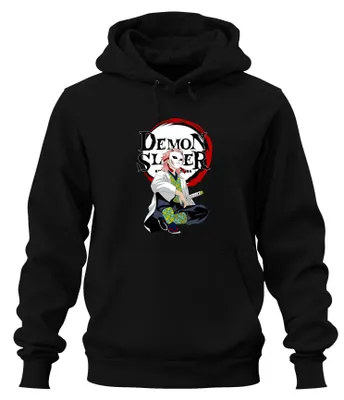 Obrázek produktu pro Maska zabijáka démonů Sabito Anime Kimetsu no Yaiba Gift Uni mikina s kapucí, černá, 3XL