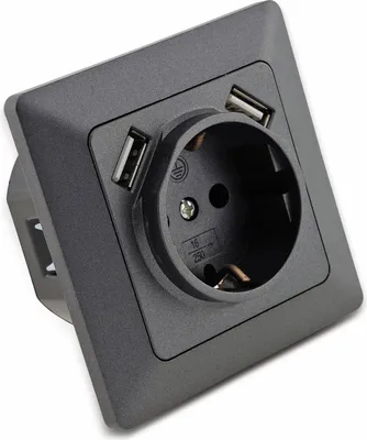 Produktbild von MILOS USB Steckdose 250V/16A, Anthrazit Grau