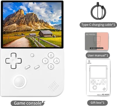 Image de Console de jeux portable, écran IPS 4 pouces, système d'exploitation Linux, blanche, 64 Go, 5 000 jeux, consoles de jeux uniquement
