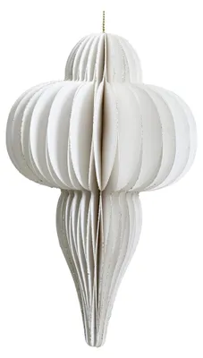 Produktbild von Wabenfigur Ornament aus Papier 9x15cm - Dekoration mit Magnetverschluss - Hängedeko - Weiße Papierornamente