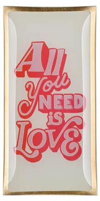 Produktbild von Gift Company Glasteller Love Plates All you need is Love L, Dekoteller, Schale, Glas, Bunt, Gold, 10 x 21 cm, 1044005013