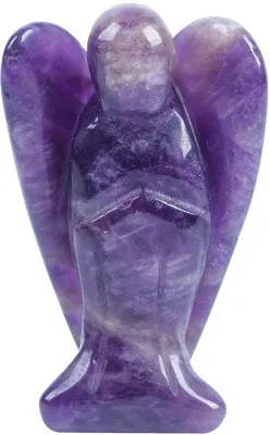Image de Figurine d'ange en améthyste naturelle, taillée à la main, d'une hauteur de 7,5 cm.