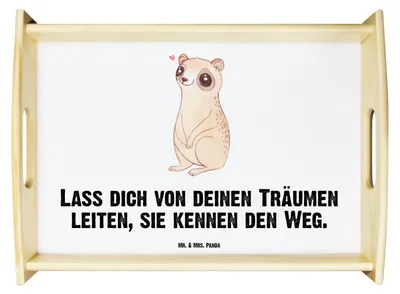 Produktbild von Mr. & Mrs. Panda sofatablett Plumplori Glücklich - Weiß - Geschenk, Lustige Sprüche, Niedlich, Sofa Tablett, Glück, aus holz, Serviertablett, Servier, Holztablett
