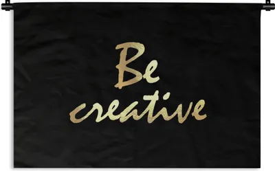 Produktbild von MuchoWow® Wandteppich Wandbehang Zitate - Kreativ - Gold 120x80 cm Tapisserie Dekoration Wandtuch - Wanddekorationen - Wandtücher