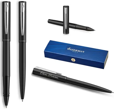 Productafbeelding van Waterman Allure Schrijfset met gravure - Balpen en rollerset - Gepersonaliseerd - Luxe schrijfgerei set in zwart