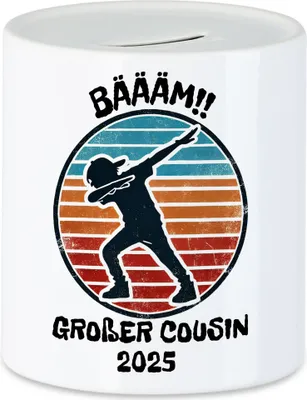 Produktbild von Bääm! Großer Cousin 2025 Spardose Ankündigung Dab Geburt Nachwuchs Schwangerschaft