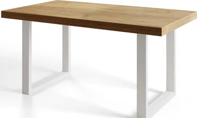 Obrázek produktu pro Alpi Moebel, obdélníkový jídelní stůl Loft-U, moderní stůl v industriálním stylu 140 x 80 x 77 cm, Craft s kovovými nohami v bílé barvě