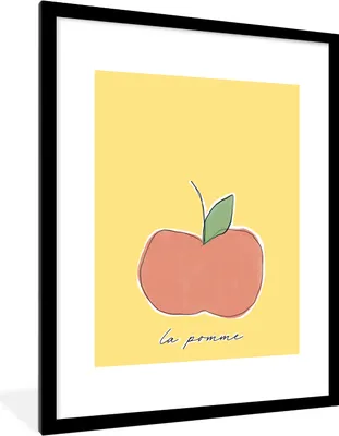 Produktbild von MuchoWow® Gerahmtes Poster Apfel - Obst - Text 60x80 cm - Poster mit Schwarzem Bilderrahmen Wandposter Rahmen Foto Bilder - Wohnzimmer - Dekorationen - Prämie