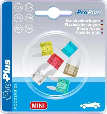 Immagine prodotto di Fusibili a lama mini assortiti da 6 pezzi in blister