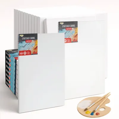 Productafbeelding van Schildersdoeken Formaat 50x70 cm - 12 stuks - Canvasdoeken en Canvaspanelen - 100% katoen - Voor Acrylverf, Olieverf en Schildertechnieken - Joya Creative