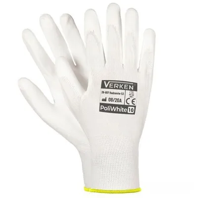 Produktbild von 12x Montagehandschuhe Arbeitshandschuhe Polyester Polyurethan XL-10 weiss 12 Paar