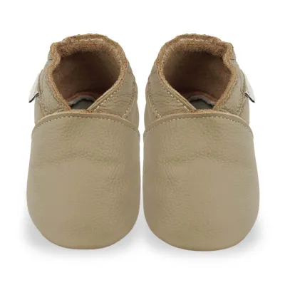 Produktbild von BEMUSE® Baby Krabbelschuhe Echtleder, Lauflernschuhe weich & atmungsaktiv, rutschfeste Ledersohle, Unisex Babyschuhe, Khaki, Größe XL (18–24 Monate)