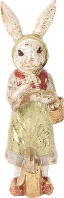 Zdjęcie produktu dla Clayre & Eef Figurka dekoracyjna królik 7x6x21 cm Beżowo-zielony Plastik