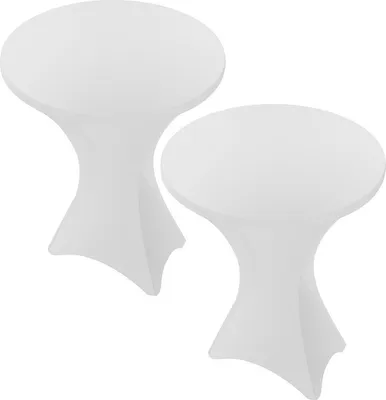 Produktbild von Fiqops 2pcs Stehtisch-Husse Stretch Elastique Weiß Premium Stretch-Husse für gängigen Bistrotische/Stehtische dehnbarer Tisch-Überzug Ø 70-75 cm