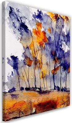 Produktbild von Leinwandbild abstrakte bäume 80x120 cm Feeby lila wandbild bereit zum aufhängen