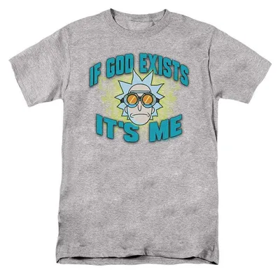 Immagine prodotto di Maglietta unisex "Se Dio esiste, sono io" ispirata a Rick and Morty, taglia XXL, modello sportivo "Heather", productTiles.product.images.aiGenerated