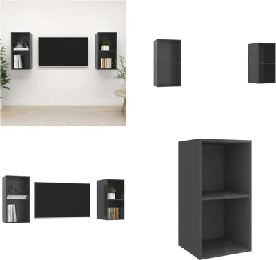 Produktbild von vidaXL TV Wandschränke 2 Stk. Hochglanz Grau Holzwerkstoff - TV-Schrank - TV-Schränke - Hängender TV-Schrank - Hängende TV-Schränke