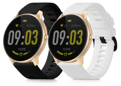 Produktbild von kwmobile 2x Uhrenarmband für AGPTEK LW11 Armband - Fitnesstracker Band Set aus TPU Silikon - Ersatzarmband Smartwatch - Weiß Schwarz