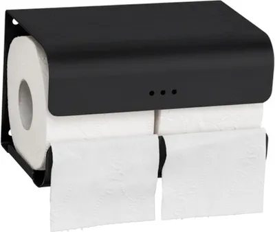 Zweifacher WC-Papier- und Reserverollenhalter Querformat Schwarz DP-382 PROOX