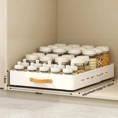 Obrázek produktu pro Vytahovací organizér do kuchyně, šířka 40 cm - zásuvkový koš - nastavitelná šířka - ocelová mřížka - s úchytkou - vhodný do dřezu, koupelny, spíže