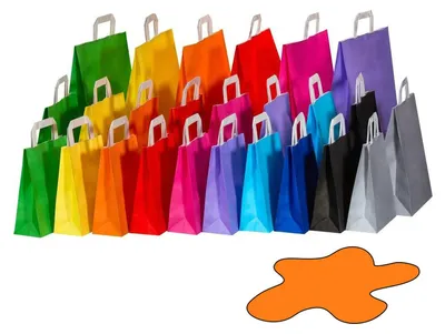 Produktbild von 250x Papiertragetaschen Papiertaschen Flachhenkel 18x8x22cm orange 70gr.