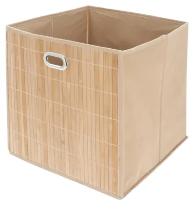 Faltbarer Aufbewahrungskorb mit Bambusfront, 31×31×31 cm, natur
