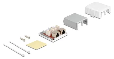 Produktbild von DeLOCK 86197, 2 x RJ-45, Weiß, TIA-568A/B, 59 mm, 61 mm, 29,5 mm