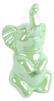 Imagen del producto de Estatua de elefante, color verde claro, dimensiones: 10 x 7,7 x 20,5 cm