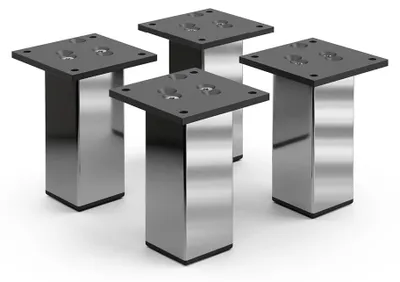Produktbild von 4er Set sossai Aluminium Möbelfüße 120mm in Chrom Schrankfüße Sockelfüße