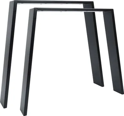 Two black table legs are shown against a white background.