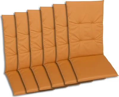 Produktbild von GO-DE Textil, Sesselauflage Hochlehner, 6er-Set, Farbe: senf, Maße ca.: 118 cm x 48 cm x 5 cm