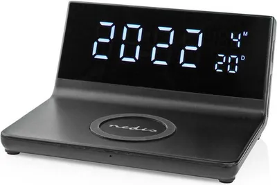 Produktbild von Nedis, 3-in-1 Wecker mit Qi Wireless Charger 15W und Snooze, Schwarz