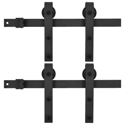 Produktbild von vidaXL Schiebetür-Beschlagsätze 2 Stk. 183 cm Stahl Schwarz