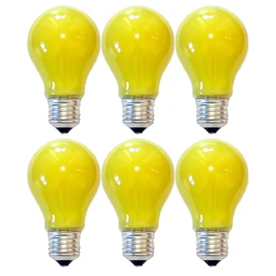 Image de 6 x ampoules LED filament forme poire anti insectes 5W E27 jaune
