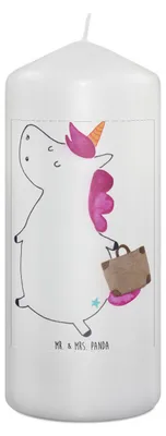 Produktbild von Mr. & Mrs. Panda Kerze Einhorn Koffer 19 x 8 cm - Weiß - Geschenk, Spaß, Erinnerungslicht, Deko, Erinnerungskerze, Abenteuer, Blockkerze, Einhörner, Stumpenkerze, Reise