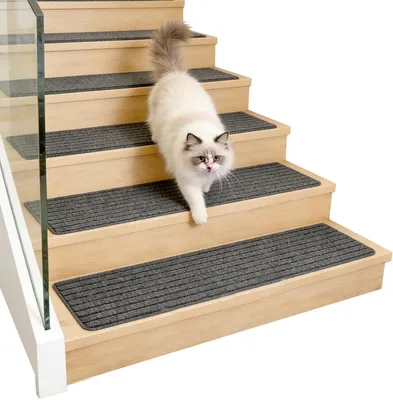 Produktbild von Stufenmatten 15 Stück, selbstklebend, zuschneidbar, TPE, schwarz, für Treppe